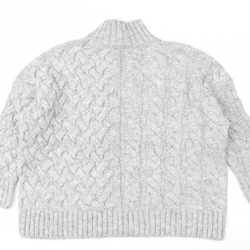 George Women’s Grey Cable-Knit Mock Neck Pullover Jumper XL