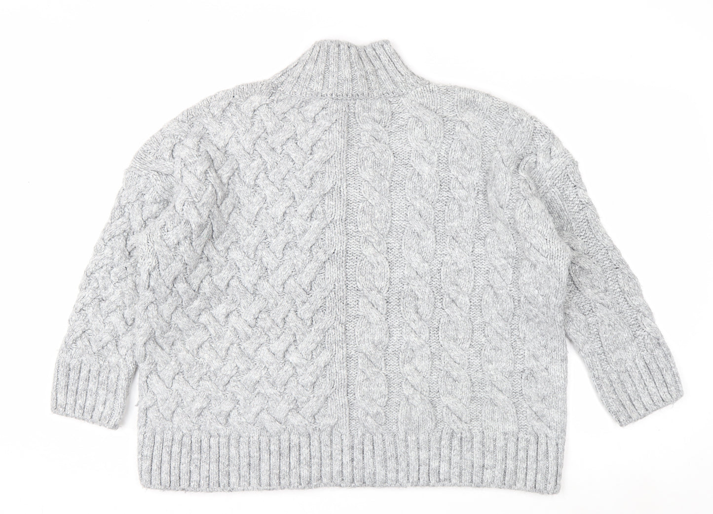 George Women’s Grey Cable-Knit Mock Neck Pullover Jumper XL