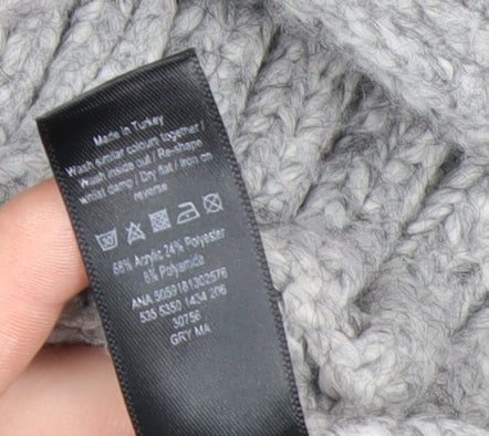 George Women’s Grey Cable-Knit Mock Neck Pullover Jumper XL