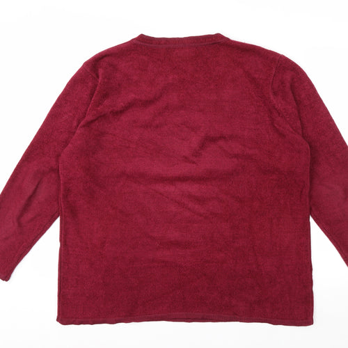 Fay Louise Women's Red Embroidered Plus 2XL Knit Pullover Jumper