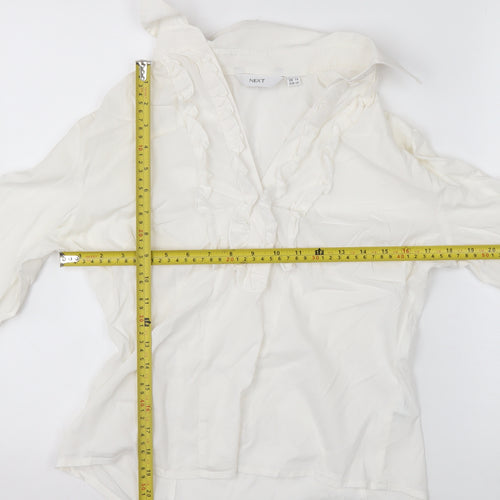 Next Women’s White Ruffle Collared Long Sleeve Blouse Size 14
