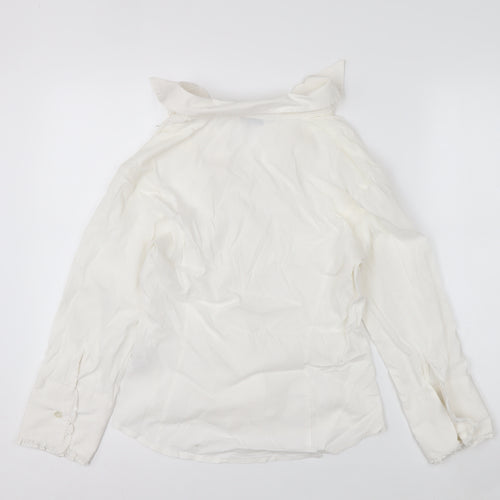 Next Women’s White Ruffle Collared Long Sleeve Blouse Size 14