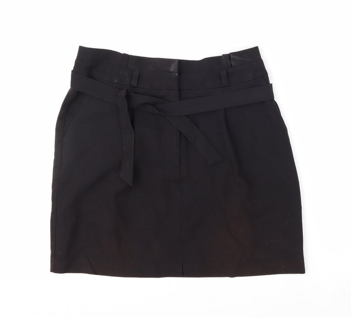 New Look Women’s Black Belted Knee Length Pencil Skirt Size 10
