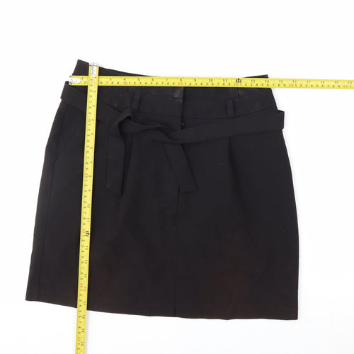New Look Women’s Black Belted Knee Length Pencil Skirt Size 10