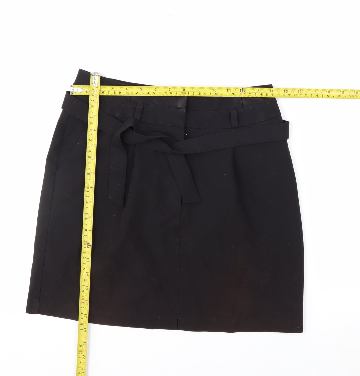 New Look Women’s Black Belted Knee Length Pencil Skirt Size 10