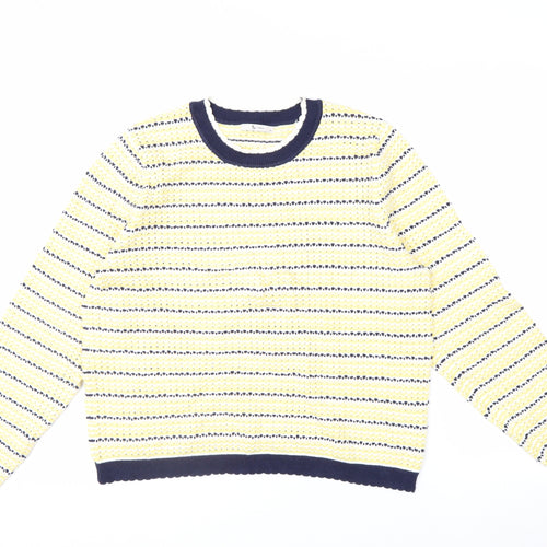 Tu Women Multicoloured Striped Crew Neck Cotton Jumper Size 14