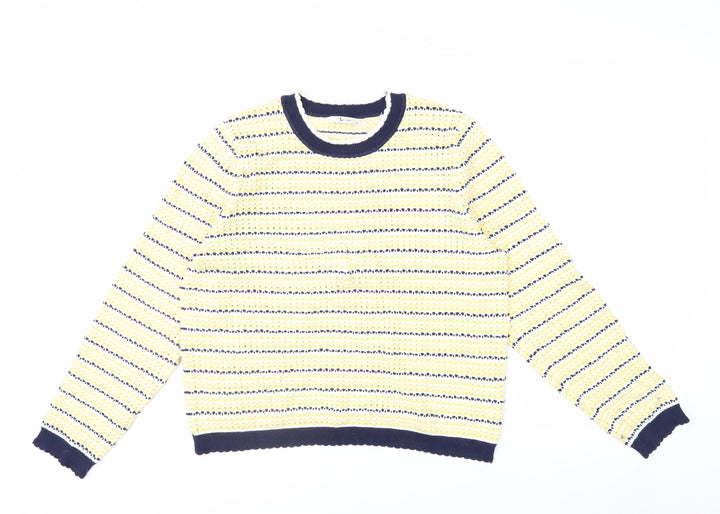 Tu Women Multicoloured Striped Crew Neck Cotton Jumper Size 14
