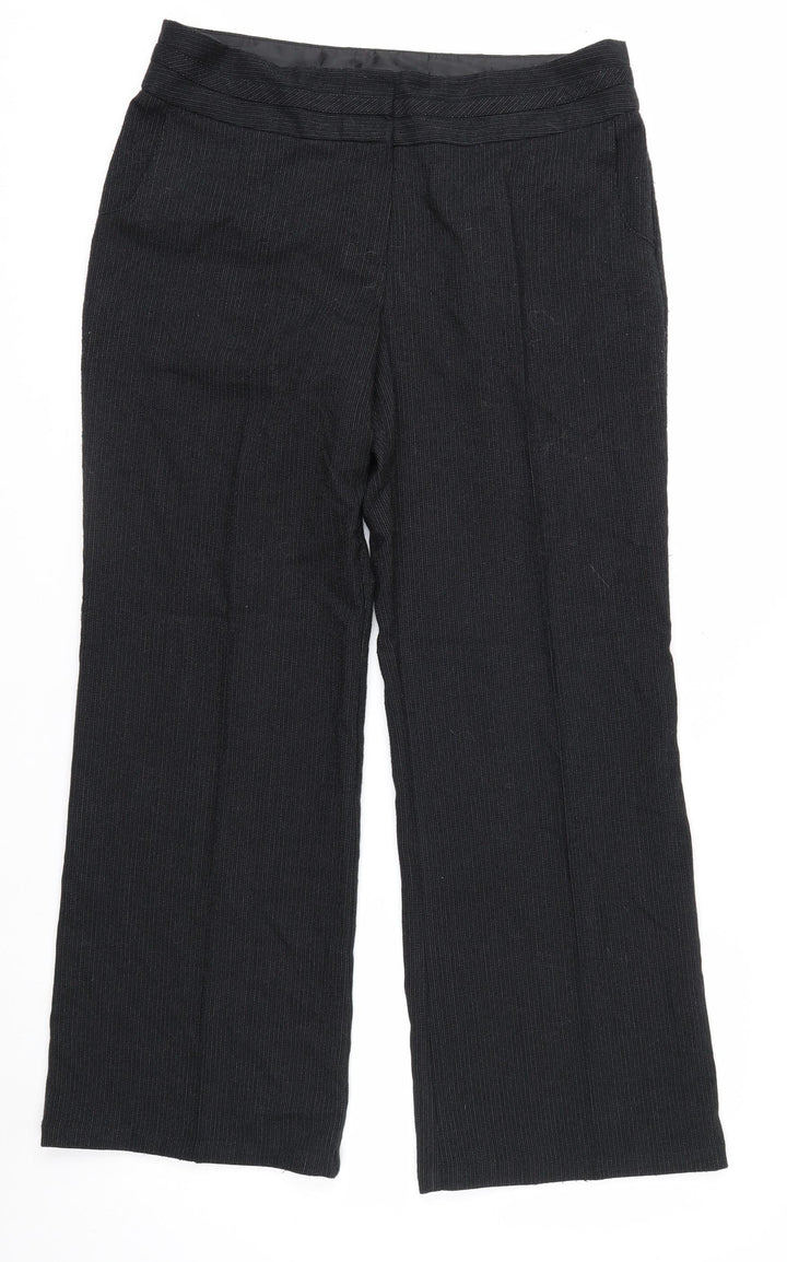 Marks and Spencer Women’s Black Wide-Leg Knit Trousers Size 14