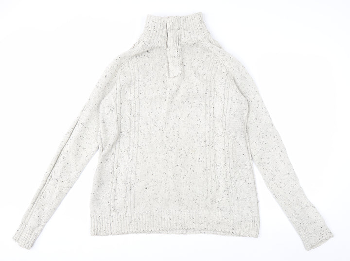 Boston Crew Men's Beige Cable-Knit High Neck Pullover Jumper Size M