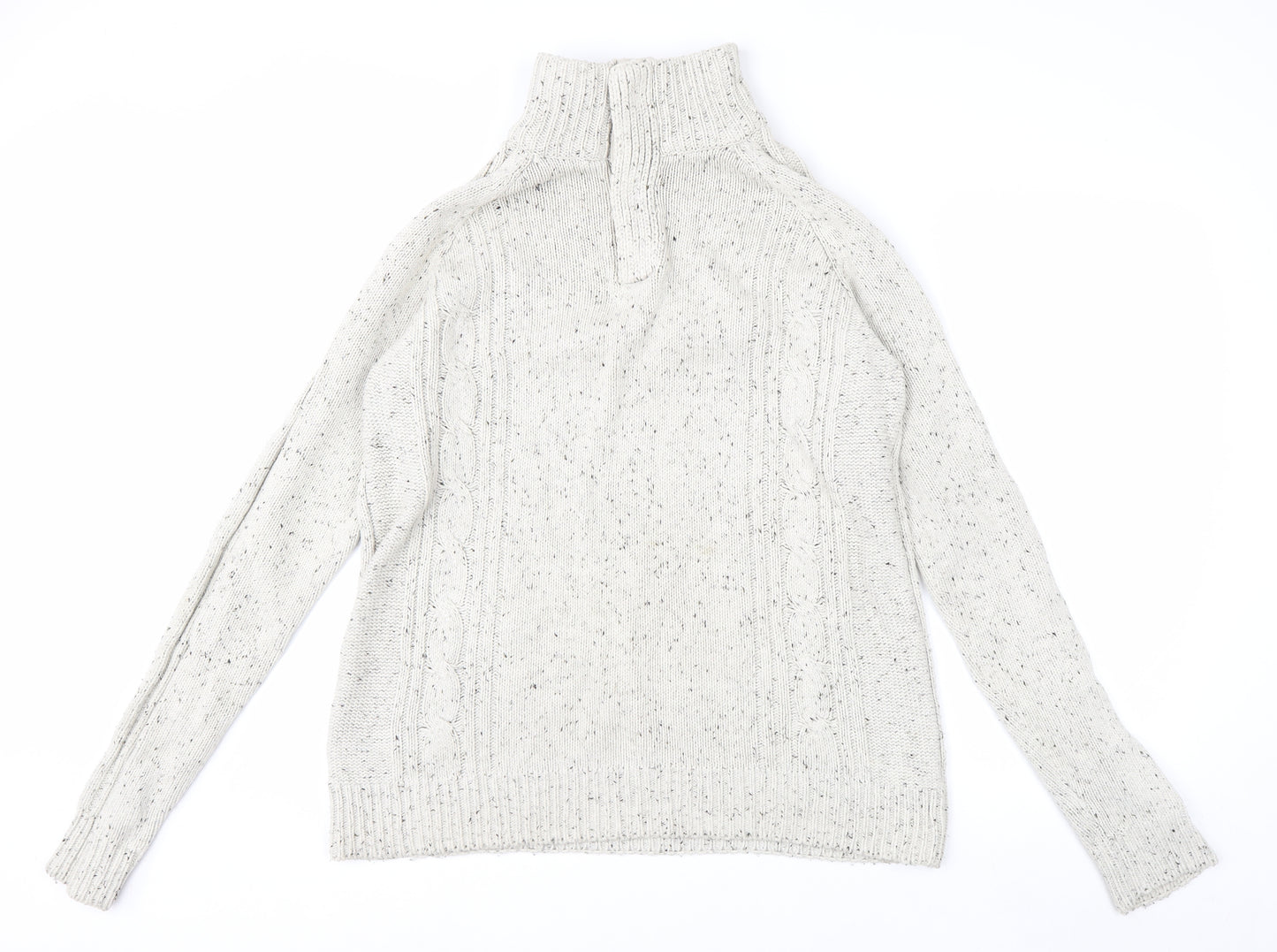 Boston Crew Men's Beige Cable-Knit High Neck Pullover Jumper Size M