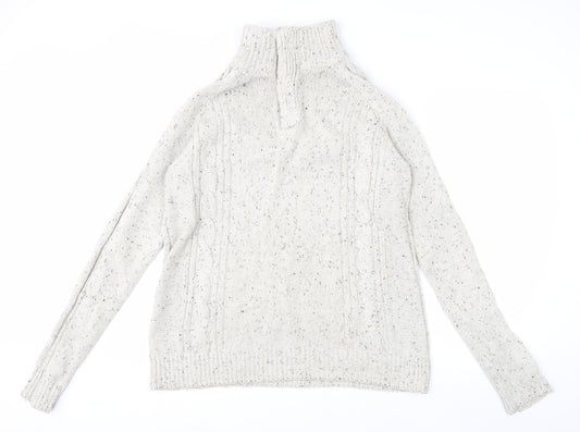 Boston Crew Men's Beige Cable-Knit High Neck Pullover Jumper Size M