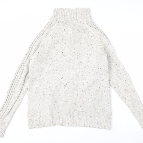 Boston Crew Men's Beige Cable-Knit High Neck Pullover Jumper Size M