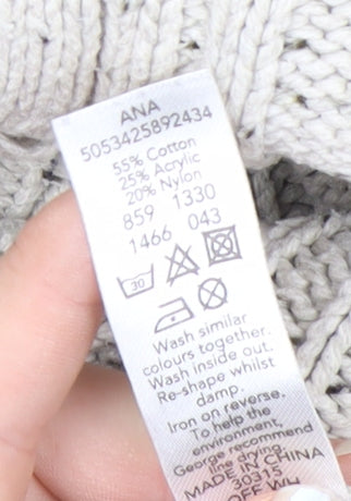 Boston Crew Men's Beige Cable-Knit High Neck Pullover Jumper Size M