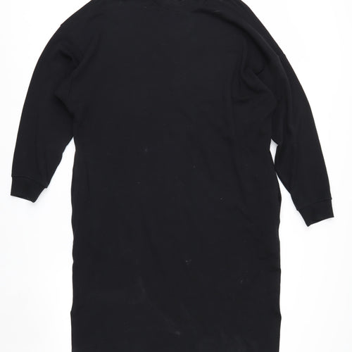 Monki Womens Black Long Sleeve Tunic Sweatshirt Dress Size 12