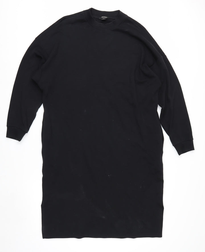 Monki Womens Black Long Sleeve Tunic Sweatshirt Dress Size 12