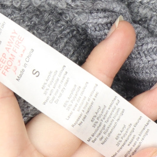 Pretty Little Thing Women's Grey V-Neck Chunky Knit Jumper Size S