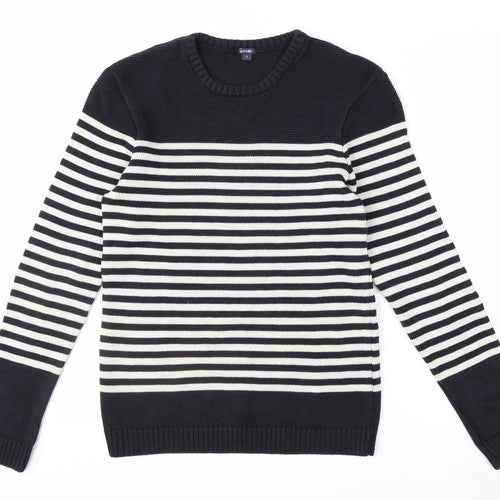 KIABI Women's Black Striped Crew Neck Knit Jumper Size S