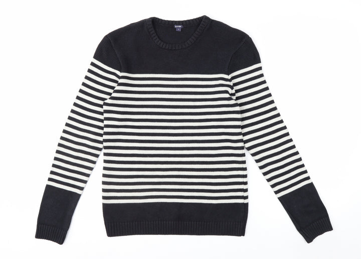 KIABI Women's Black Striped Crew Neck Knit Jumper Size S