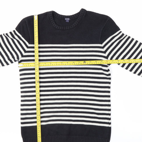 KIABI Women's Black Striped Crew Neck Knit Jumper Size S