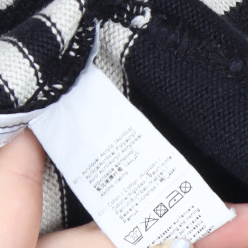 KIABI Women's Black Striped Crew Neck Knit Jumper Size S