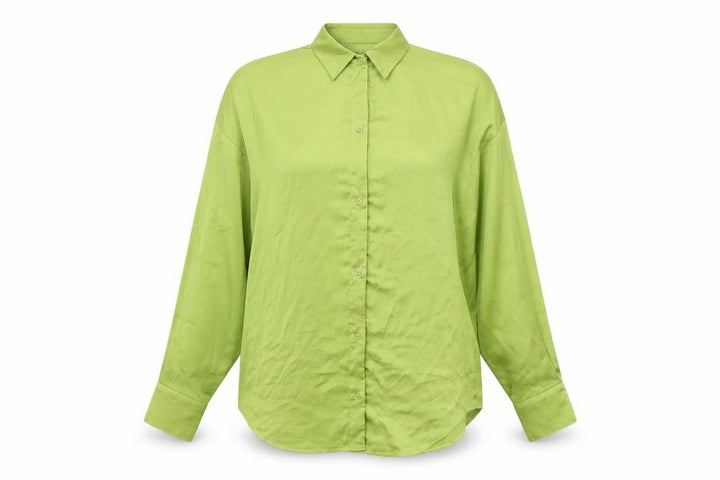 Nasty Gal Women's Green Long Sleeve Button-Up Satin Shirt Size 12