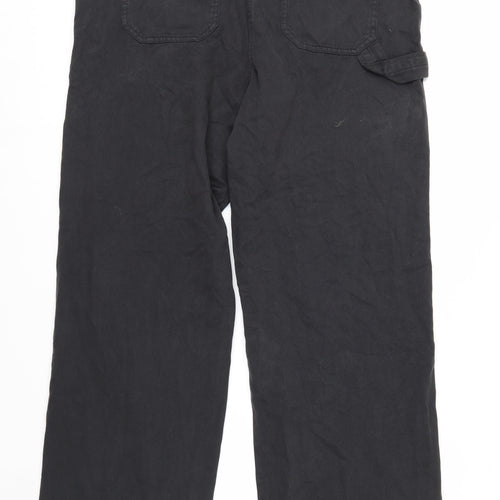George Women's Black Cargo Trousers Size 16 Long Length Cotton Twill