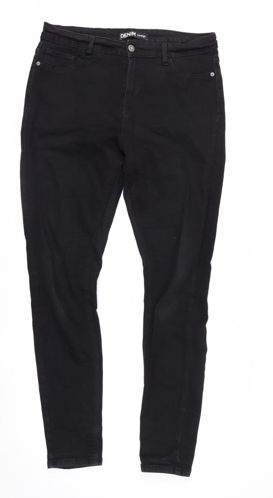 George Women's Black Size 14 Long Skinny Jeans Stretch Denim