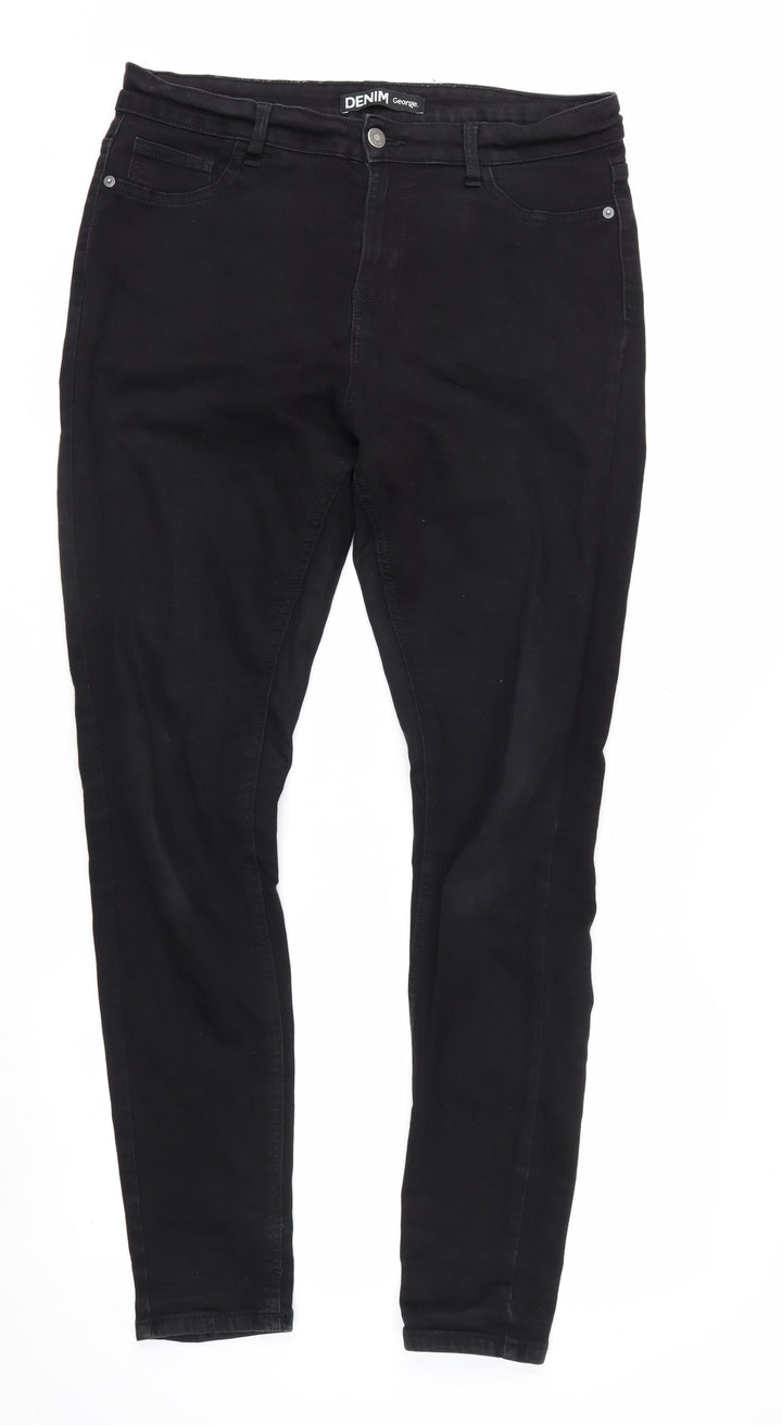 George Women's Black Size 14 Long Skinny Jeans Stretch Denim