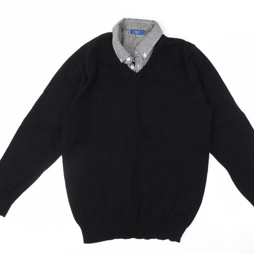 Cotton Traders Men's Black M V-Neck Cotton Pullover Jumper