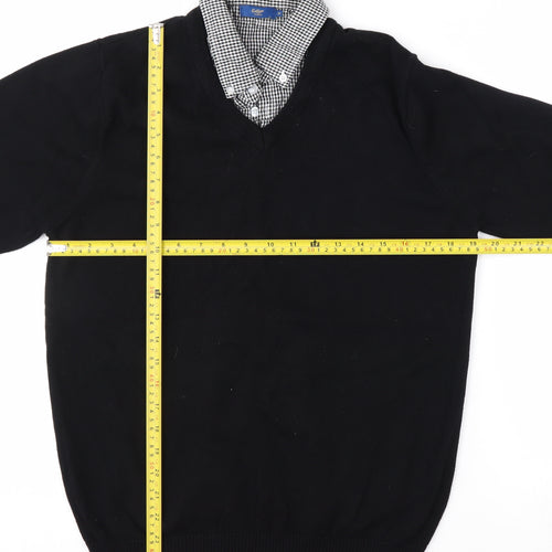 Cotton Traders Men's Black M V-Neck Cotton Pullover Jumper