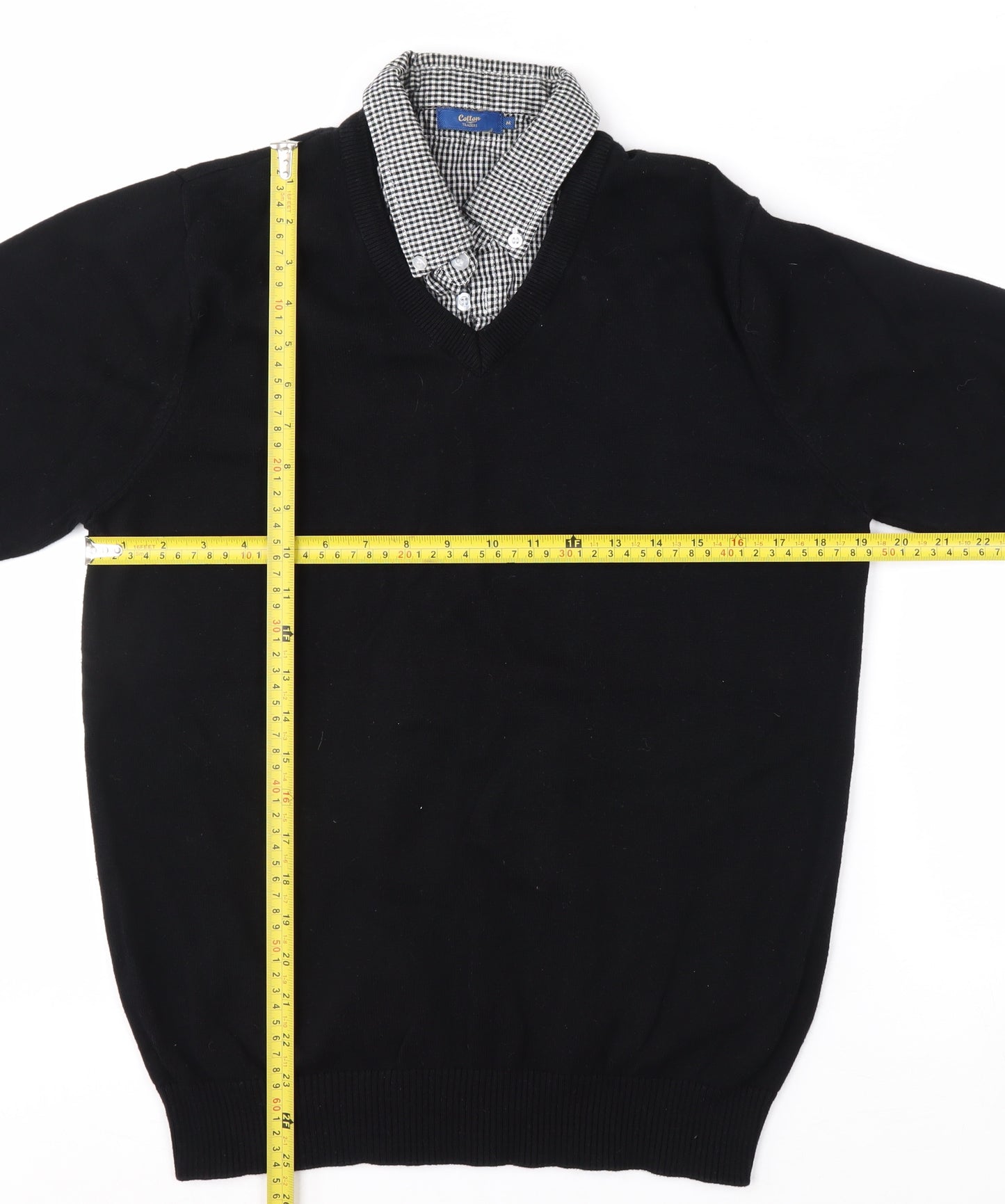 Cotton Traders Men's Black M V-Neck Cotton Pullover Jumper