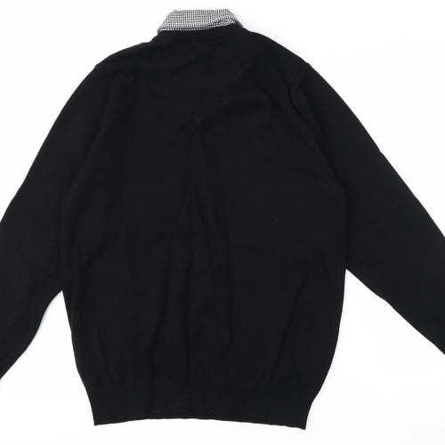 Cotton Traders Men's Black M V-Neck Cotton Pullover Jumper