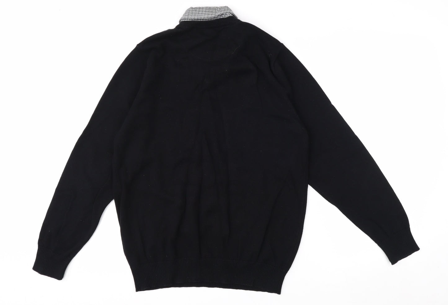 Cotton Traders Men's Black M V-Neck Cotton Pullover Jumper