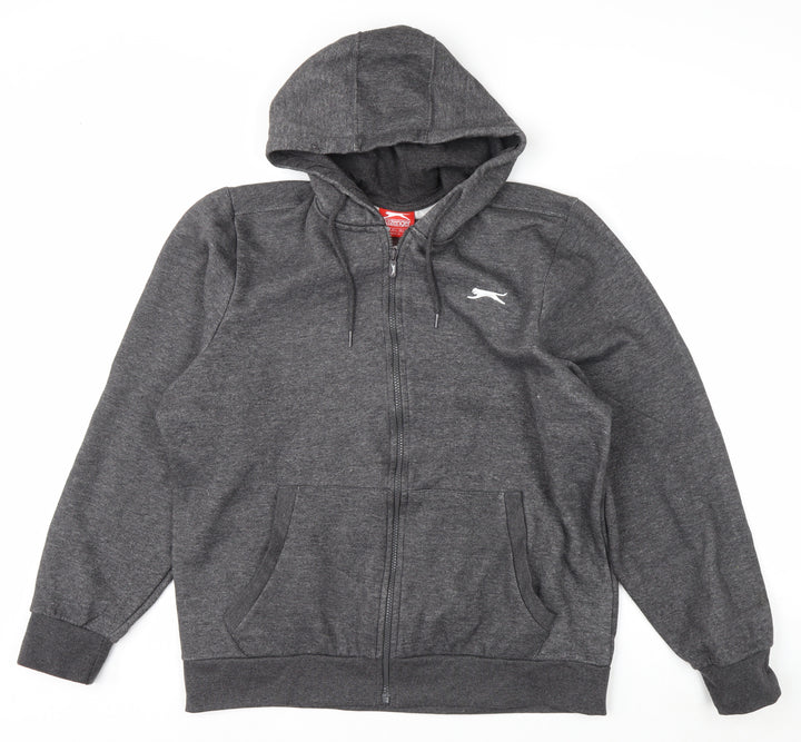 Slazenger Men's Grey Full Zip Hoodie L Fleece Casual Sportswear