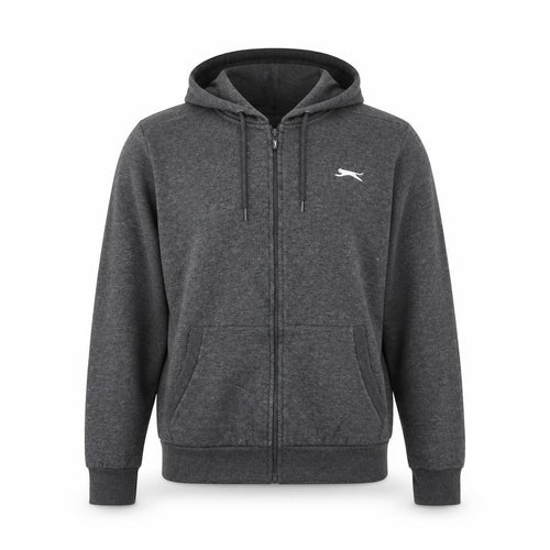 Slazenger Men's Grey Full Zip Hoodie L Fleece Casual Sportswear