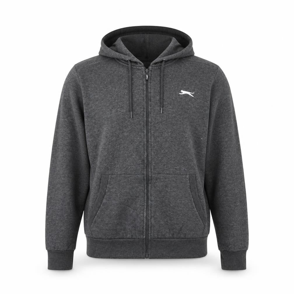 Slazenger Men's Grey Full Zip Hoodie L Fleece Casual Sportswear