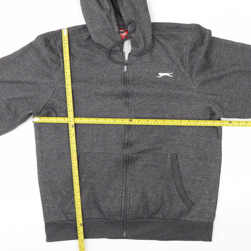 Slazenger Men's Grey Full Zip Hoodie L Fleece Casual Sportswear
