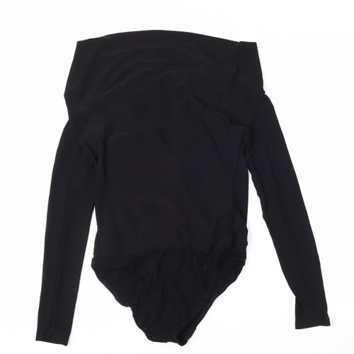 Lipsy Women’s Black Wrap Long Sleeve Off Shoulder Bodysuit Size 8