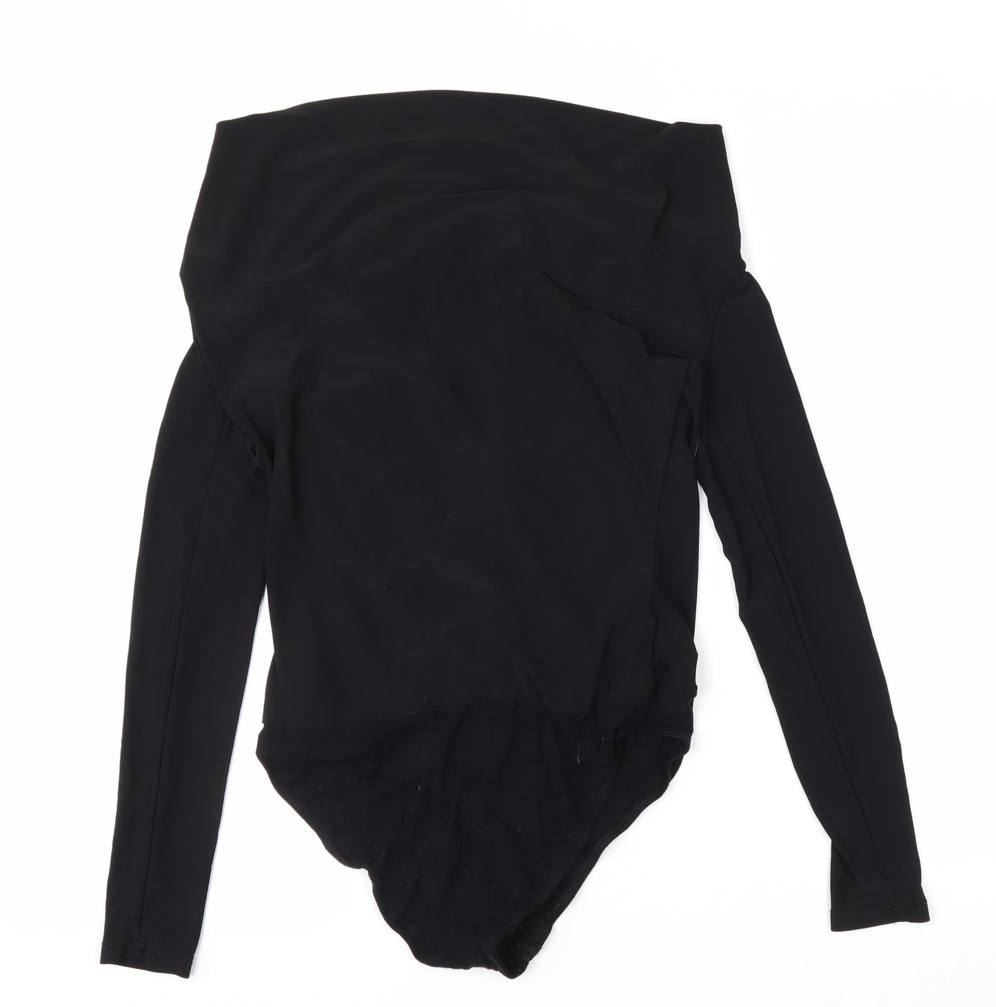 Lipsy Women’s Black Wrap Long Sleeve Off Shoulder Bodysuit Size 8