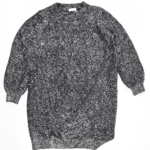 Papaya Women Black L Shimmery Long Sleeve Pullover Jumper