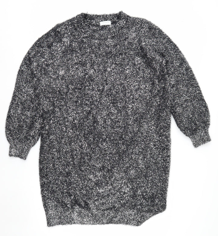 Papaya Women Black L Shimmery Long Sleeve Pullover Jumper