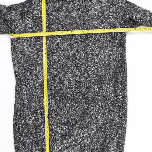 Papaya Women Black L Shimmery Long Sleeve Pullover Jumper