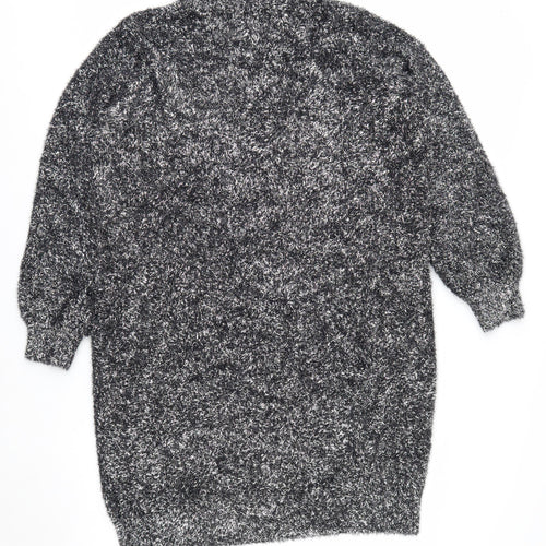 Papaya Women Black L Shimmery Long Sleeve Pullover Jumper