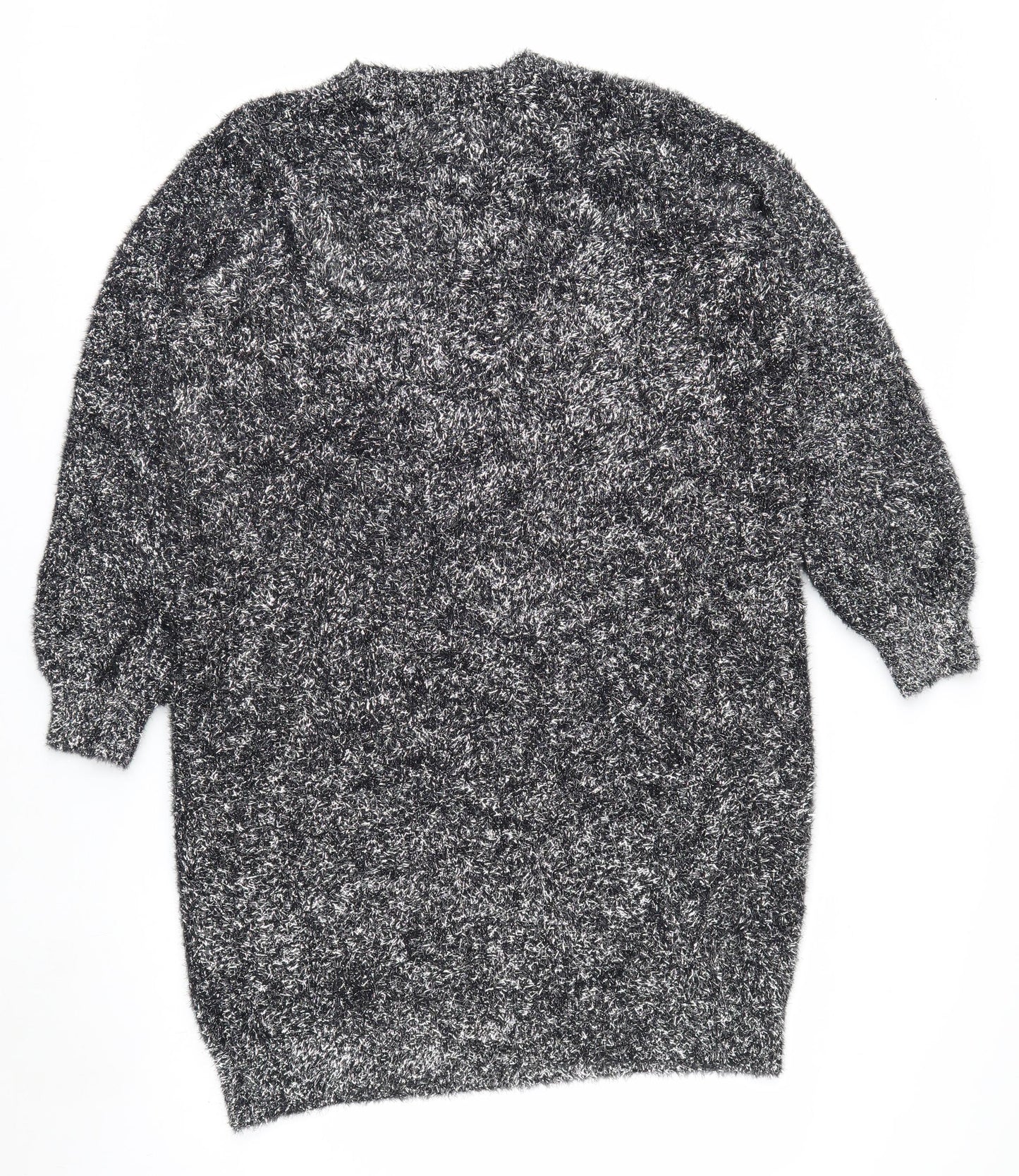 Papaya Women Black L Shimmery Long Sleeve Pullover Jumper