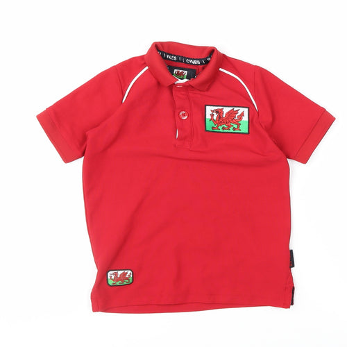 Wales Boys Red Polo Shirt 4 Years Embroidered Welsh Dragon Sports Top