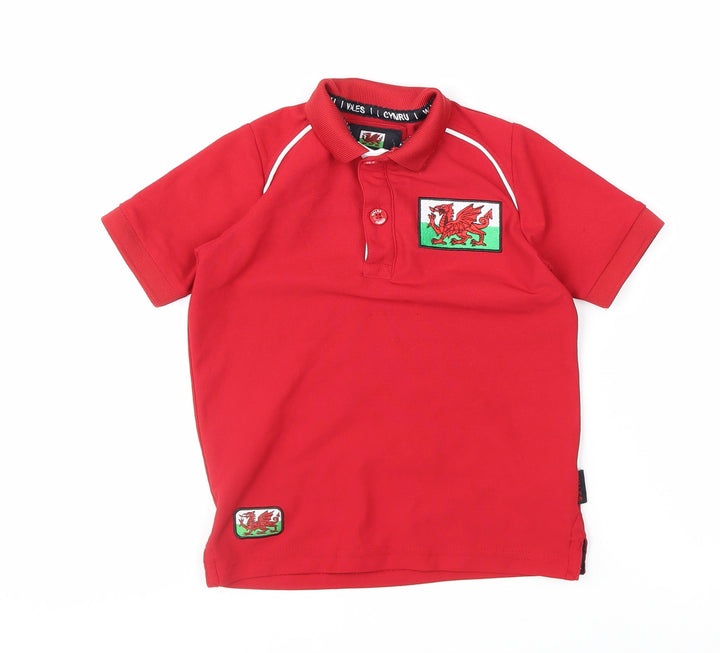 Wales Boys Red Polo Shirt 4 Years Embroidered Welsh Dragon Sports Top
