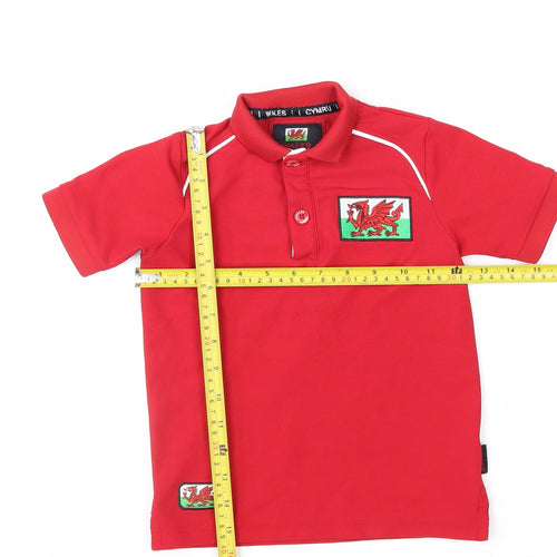 Wales Boys Red Polo Shirt 4 Years Embroidered Welsh Dragon Sports Top