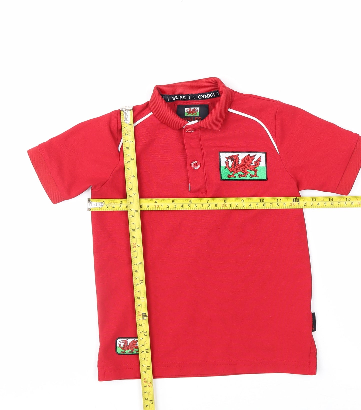 Wales Boys Red Polo Shirt 4 Years Embroidered Welsh Dragon Sports Top