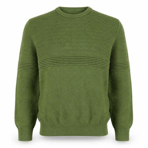 Tu Men Green Cotton Acrylic Chunky Knit Crew Neck Jumper Size M