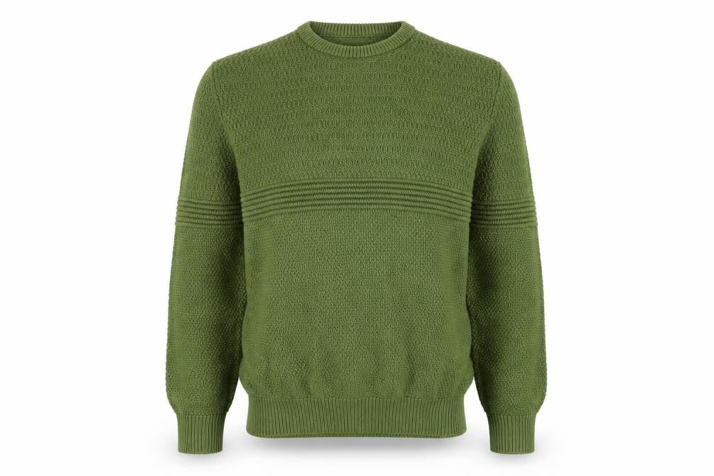 Tu Men Green Cotton Acrylic Chunky Knit Crew Neck Jumper Size M